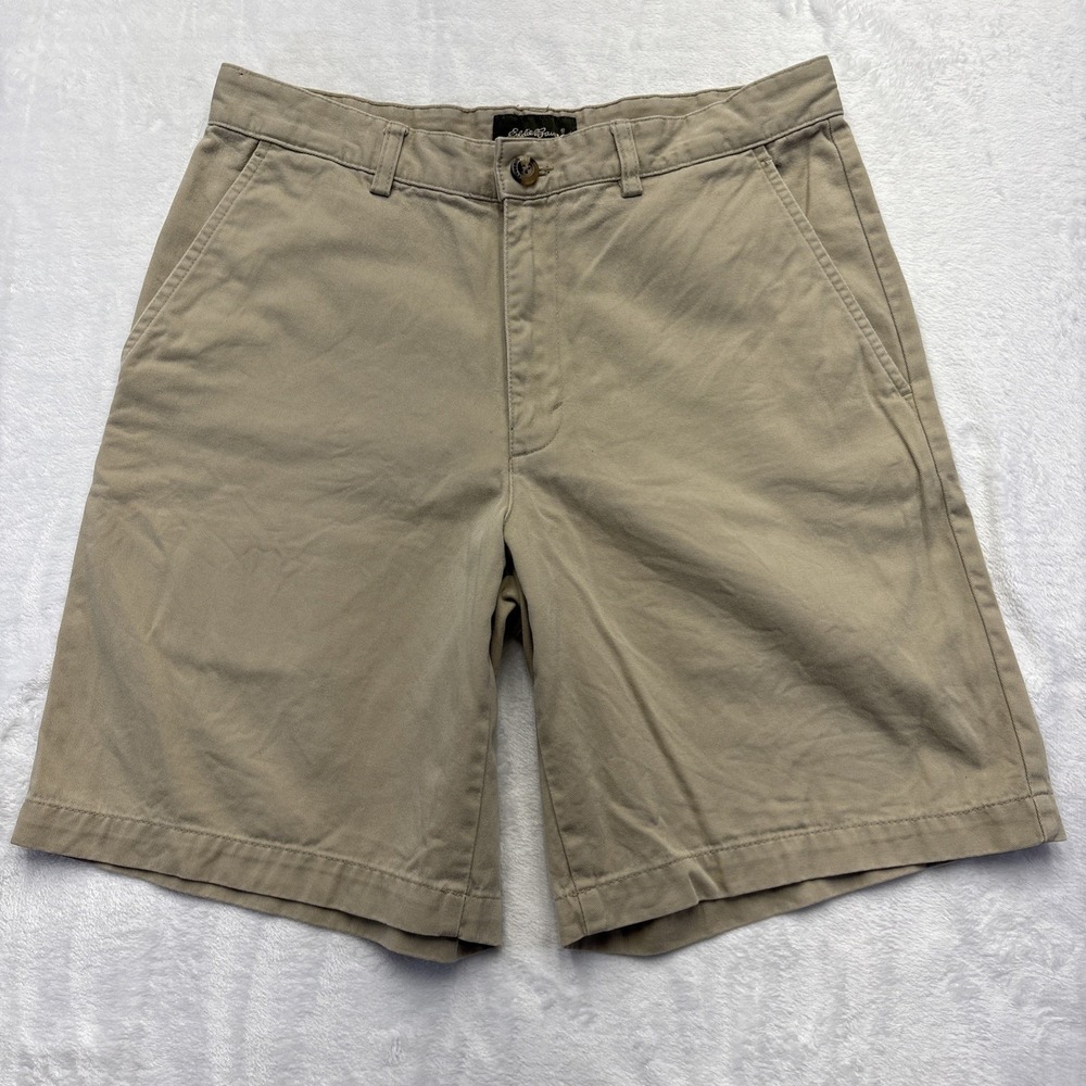 Eddie Bauer Y2K Khaki Chino Shorts Men's 30 Flat Front Outdoor Prep Streetwear